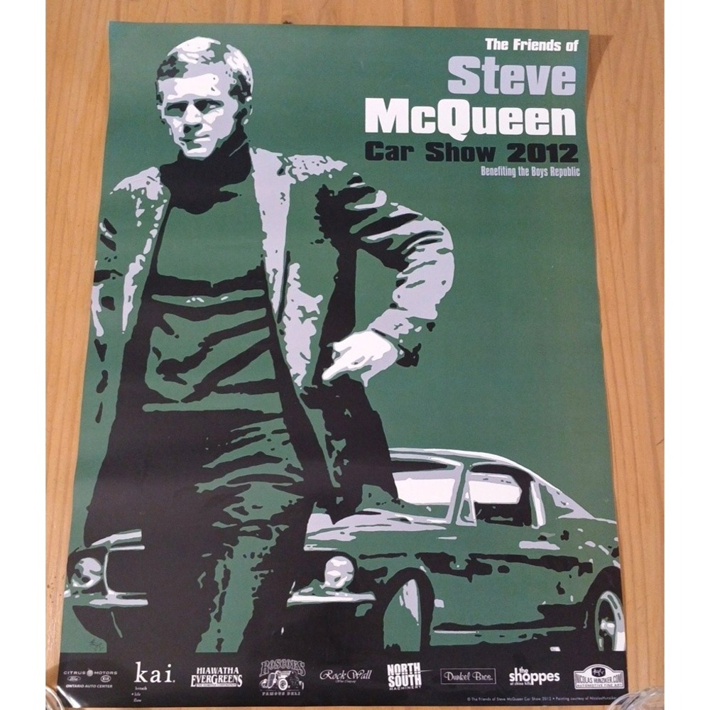 2012 Friends of Steve McQueen Car and Motorcycle Show Program 18X24 rare